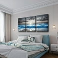 thumbnail image 6 of Beach Wall Art For Living Room Canvas Wall Decor For Bedroom Office Decorations Blue Sea Wave Paintings Black And White Wall Pictures Artworks Bathroom Canvas Art Modern Home Decor 3 Piece, 6 of 6
