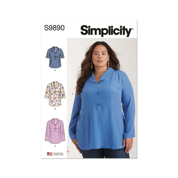 Simplicity Sewing Pattern 9890 - Women's Tops, Size: W3 (30W-32W-34W-36W-38W)