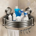thumbnail image 6 of Bathroom Suction Corner Shower Shelf Organizer | Triangle Wall Mounted Basket Rack | No-Drill Suction Cup Storage Holder | Rustproof ABS Aluminum | 1 Pack | Large Capacity | Easy Drainage, 6 of 8