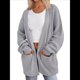 thumbnail image 3 of Cárdigan Extragrande de Punto Suave para Mujer con Bolsillos Gris M, 3 of 7