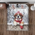 thumbnail image 4 of Playful Saint Bernard Welcomes Winter Snowy Day with Cardinal Bird Quilt Bedding Set St Dog Lover 1 Blanket Bed Cover 2 Pillowcases - 12017, 4 of 5