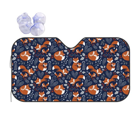Fuzoiu Cute Foxes Print Car Windshield Sun Shade,Block Uv Rays Sunshade,Foldable Front Window Sun Visor Protector for Car,SUV,Truck-Keep Vehicle Cool-Cute Foxes