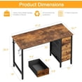 thumbnail image 3 of DLisiting 47 Inch Computer Office Desk - Home Office Desk with Storage Fabric Drawers, Simple PC Writing Work Desks for Bedroom Boys Girls Teens Childrens, Rustic Brown, 3 of 9