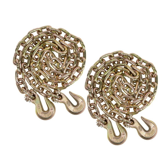 2 Pack 3/8 Inch x 20 FT Grade 70 Binder Chain with Clevis Grab Hooks - G70 Transport Tow Chain - 6,600 Lbs Working Load Limit