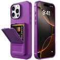 thumbnail image 2 of Designed for iPhone 16 Pro Wallet Phone Case,Built-in Mirror,With Card Holder(Hold 4-5 Cards and Folding Money),Heavy Duty Shockproof Military Grade Protection Rugged Phone Case,Darkpurple, 2 of 7