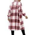 thumbnail image 4 of IROINNID Women's Leisure Long Coat Turndown Lapel Plaid Trench coat Long Sleeve Outwear, Pink, 4 of 8
