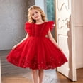 thumbnail image 2 of Makaor Flower Girl Dress Toddler Girls Ruffle Ruched Birthday Party Dresses Mesh Cap Sleeve Formal Dresses Empire Waist Ball Gown Dress, 2 of 8