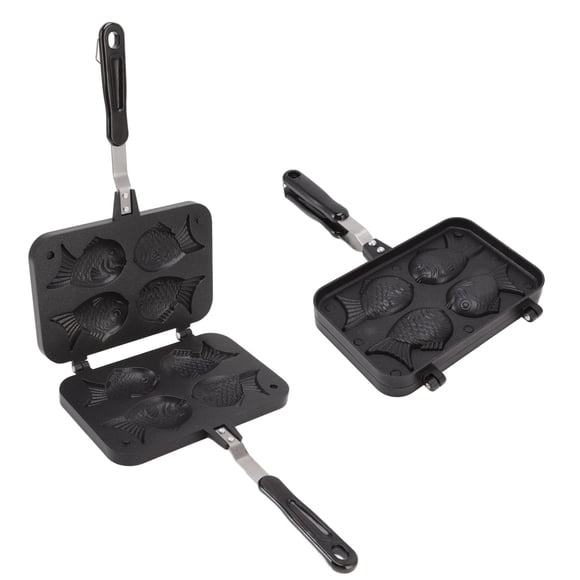Appareil à Taiyaki, Moule à Gâteau Gaufré en Forme de Poisson en Alliage d'Aluminium Antiadhésif à Double Plateau à Taiyaki avec Poignée Anti-Brûlure Plaque de Cuisson pour Gaufres