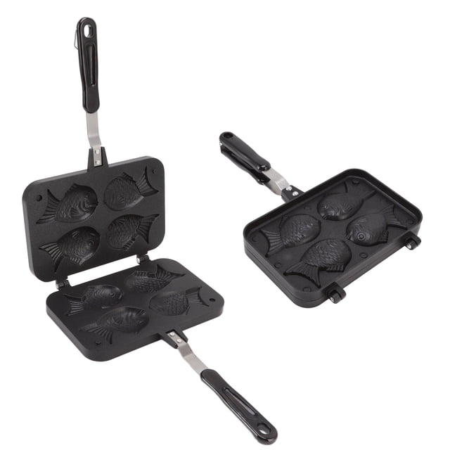 Taiyaki Maker, Aluminum Alloy Fish Shaped Waffle Cake Maker Non Stick Double Taiyaki Pan With Anti Scalding Handle Waffle Baking Plate