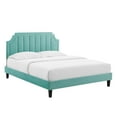 thumbnail image 2 of Modway Sienna Performance Velvet Queen Platform Bed in Mint, 2 of 10