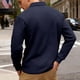 thumbnail image 5 of Blusa y camisa de manga larga con cuello vuelto para hombre, color liso, informal, con botones, cárdigan de media manga, top de solapa de manga larga, blusas de poliéster para hombre, 5 of 9