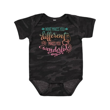 

Inktastic What Makes You Different Makes You Wonderful Teal Pink Gift Baby Boy or Baby Girl Bodysuit