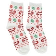 thumbnail image 3 of Ho Ho Ho! Girl's Christmas Crew Socks (3 Pr) Size 6-8 - Black Ornaments, Grey Santa, Candy, 3 of 4