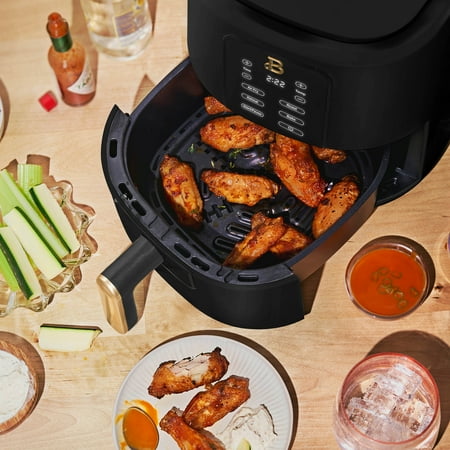 Beautiful 3 Qt Air Fryer with TurboCrisp Technology, EverGood Ceramic Nonstick Coating, Black Sesame by Drew Barrymore NEEDS CLEANING