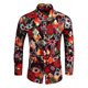 thumbnail image 1 of Camisas De Lino Para Hombre Camisa a rayas suelta para hombre Camisa de manga larga casual de moda de talla grande (Red, 4XL), 1 of 4