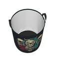 thumbnail image 3 of DouZhe Waterproof Collapsible Large Laundry Baskets, Vintage Skull Flower Rose Prints Circular Hamper with Handles, 3 of 7
