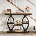 thumbnail image 3 of Finmind 39-Inch Industrial Console Table, 4-Tier Sofa Table with Metal Frame, Brown, 3 of 9