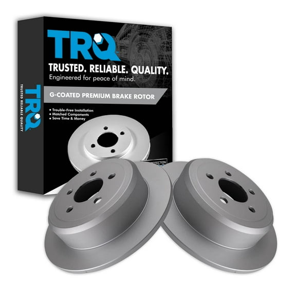 TRQ Rear Brake Rotors Set Solid Premium G-Coated Fits Select 2007-2011 Dodge Nitro 2008-2012 Jeep Liberty
