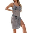 thumbnail image 3 of LIBRCLO Womens Swimsuit Cover-ups Crew Neck Sleeveless Shaping Bathing Suit Swimwear Mesh Knit Beach Vacation Dress, 3 of 5
