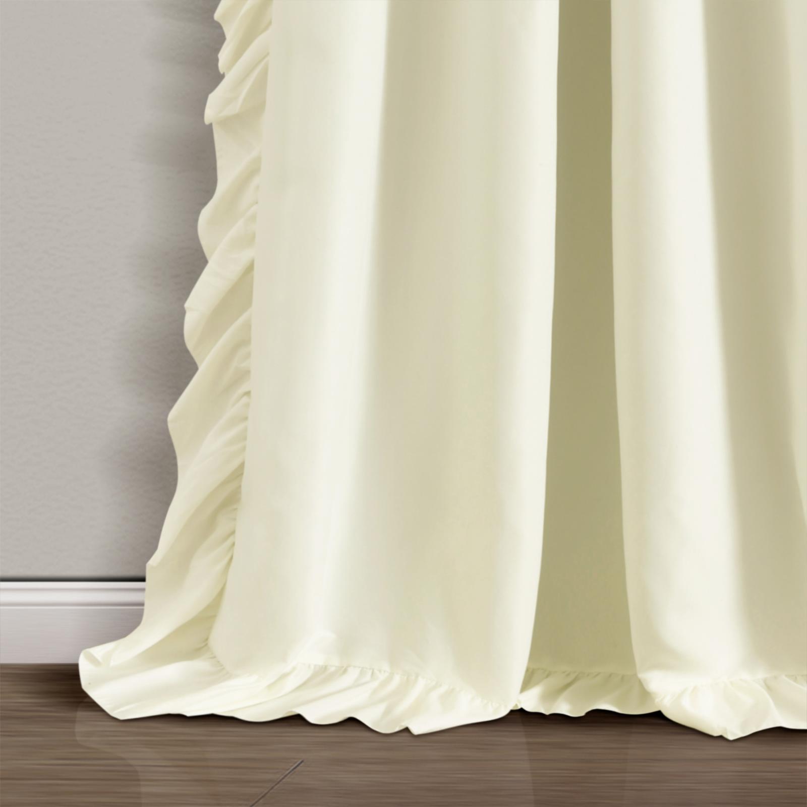 Lush Decor Reyna 100% Microfiber Lined Blackout Ruffled Rod Pocket Window Curtain Panel White Single 54X84