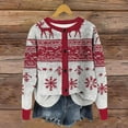 thumbnail image 2 of Uaswgudfs Women's Christmas Fashion Casual Reindeer Snowflake Printed Knitted Cardigan Long Sleeve Button Down Crew Neck Casual Jacket for Holiday & Daily Styling Red L, 2 of 4