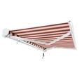 thumbnail image 3 of Awntech 12 Ft Key West Right Motorized Heavy Duty Patio Retractable Awning with Cassette (144in x 9.38in x 120in), Burgundy/Tan Stripe, 3 of 8