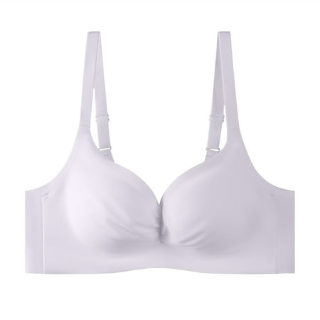 TANGQIOP Women Bras Underwear Wire-Free Push-Up Seamless Lightweight Armpit Fat Tube Convertible Full Figure Light Purple L