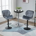 thumbnail image 2 of HOMCOM Bar Stool Set of 2 Fabric Adjustable Height Counter Chairs Grey, 2 of 10