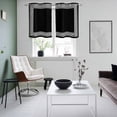thumbnail image 4 of Black Geometric Kitchen Curtains Small Short 39 Inch Length, Country Farm Traditional Chinese Tile Grommet Top Bedroom Living Room Curtains, Light Filtering Cafe Curtain Drapes 2 Panels Set 55''x39'', 4 of 9