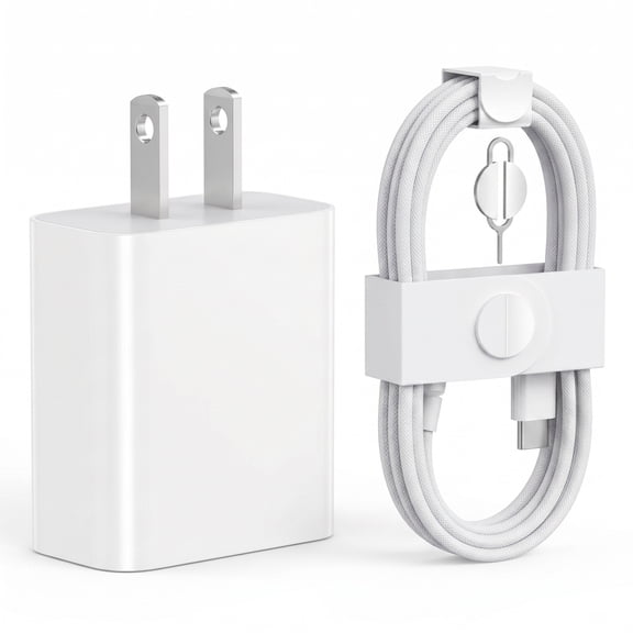 Keai USB-C Wall Charger 20W Fast Charger with Woven USB-C Cable Compatible with iPhone Samsung Galaxy iPad and Android Devices