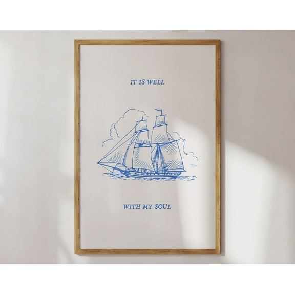It Is Well, Vintage Print, Christian Poster, Bible Verse Wall Art, Room Decor Aesthetic, Christian Art Wall Art, Modern Wall Decor, 8x12 UNFRAMED