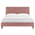 thumbnail image 6 of Modway Yasmine Channel Tufted Velvet King Platform Bed - Dusty Rose, 6 of 8