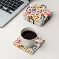 thumbnail image 4 of BaHomeck Drink Coasters Set Of 4 With Holder Colorful Flowers And Leaves On Cream-Colored Water Absorbent Ceramic Coasters Tabletop Protection,Suitable For Various Cup,Home Decor, 4 of 4