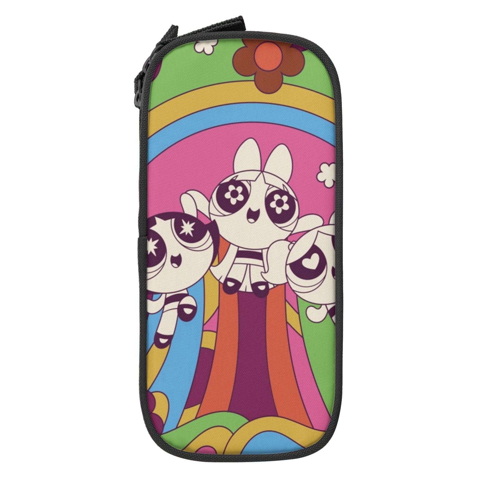 The Powerpuff Gi-rls Pencil Case Large Capacity Pencil Pouch Penbag Office Stationery Organizer Travel Makeup Bag Black