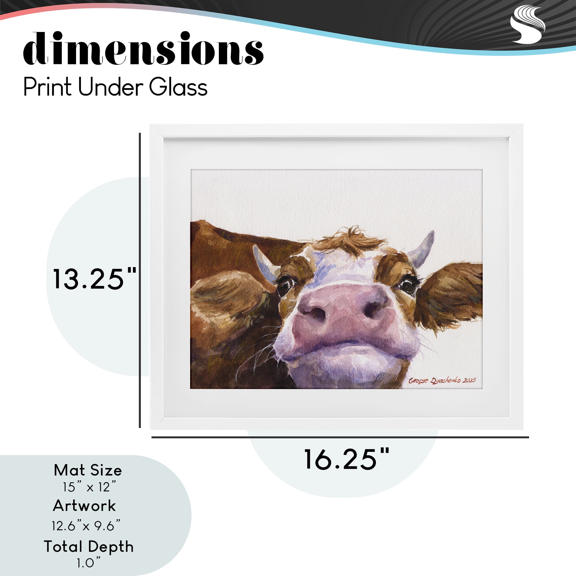 Stupell Industries Cute Cow Close Up White Framed Print Under Glass, design by George Dyachenko