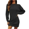 thumbnail image 2 of WJHWSX Fall Dresses for Women 2025,Womens Dresses,Dresses for Women,Long Sleeve,Crew Neck,Easy Care,Solid,2XL(US:12), 2 of 9