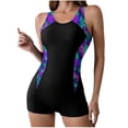 thumbnail image 3 of QIUOMBBP Womens Boyleg Swimsuit Tummy Control One Piece Bathing Suit with Built in Bra Modest Beach Vacation Swimwear Black S, 3 of 9