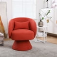 thumbnail image 2 of Swivel Accent Chair with Lumbar Pillow, 360° Swivel Barrel Chairs Armchair with Curved Back and Sturdy Base, Round Comfy Living Room Chairs Reading Sofa Chair for Bedroom, Small Spaces, Office, 2 of 9