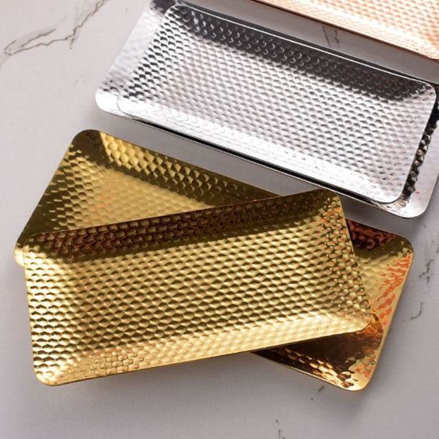 CATIEBYE Rectangular De Acero Inoxidable Dorado Para Almacenamiento Y Exhibición
