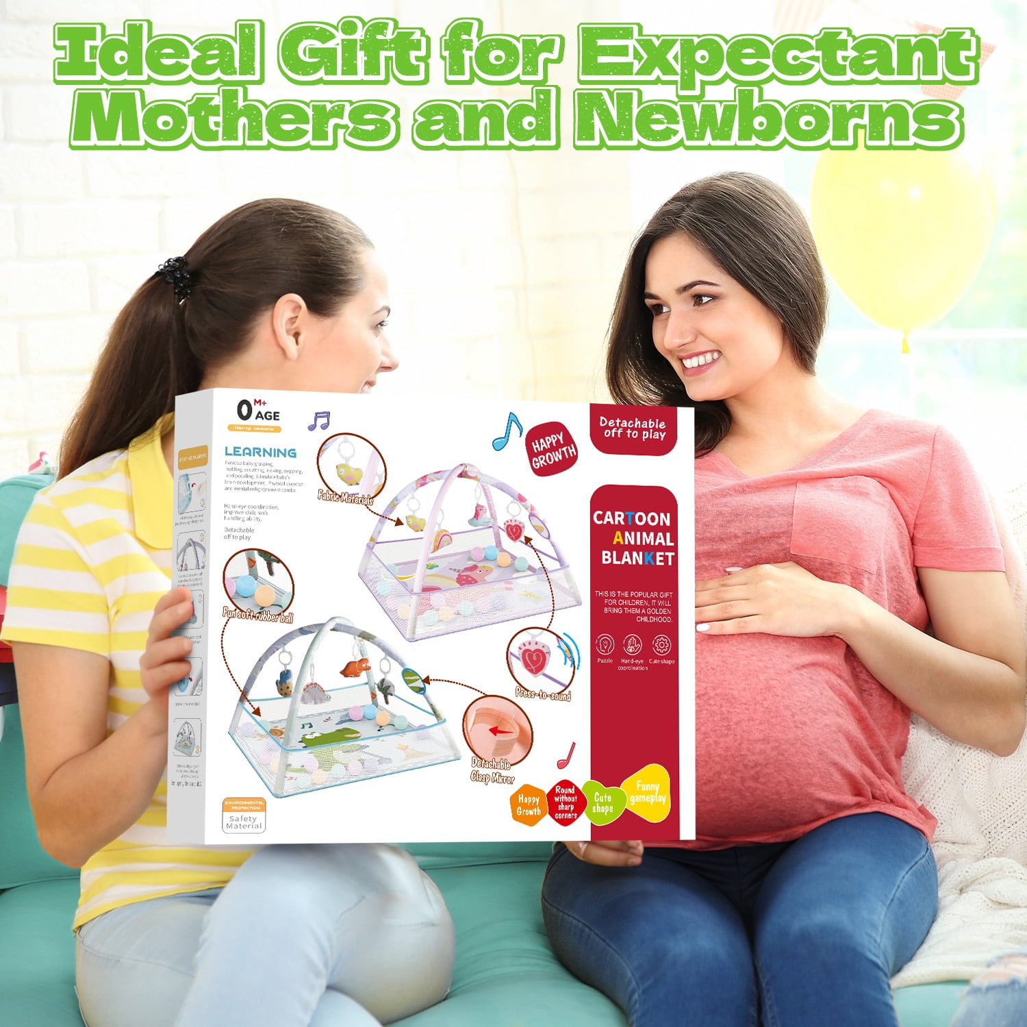 WonderStone 5-in-1 Baby Gym & Play Mat, Tummy Time Toys with Sensory Toys & 18 Balls for Newborns and Infants 0-12 Months, Dinosaur