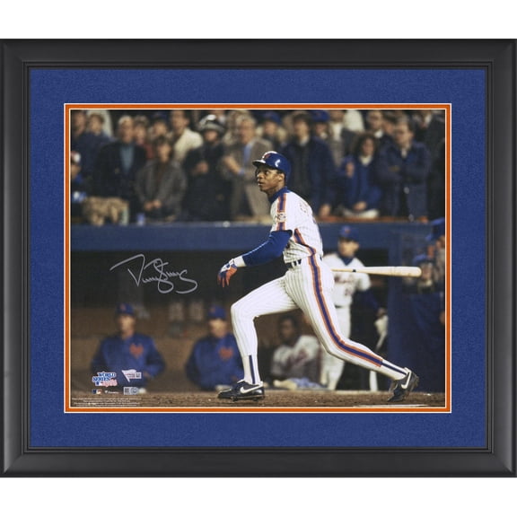 Collectible Darryl Strawberry New York Mets Autographed Framed 16" x 20" 1986 World Series Hitting Photograph