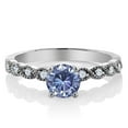 thumbnail image 2 of Gem Stone King 925 Sterling Silver Ring Round Persian Blue Moissanite and (0.92 Cttw, Size 6), 2 of 2