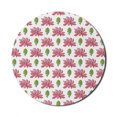 thumbnail image 1 of Botanical Mouse Pad for Computers, Jungle Succulent Flower Petals Jade Plants Hawaiian Jungle Bouquets Pattern, Round Non-Slip Thick Rubber Modern Mousepad, 8" Round, Pink Lime Green, by Ambesonne, 1 of 2