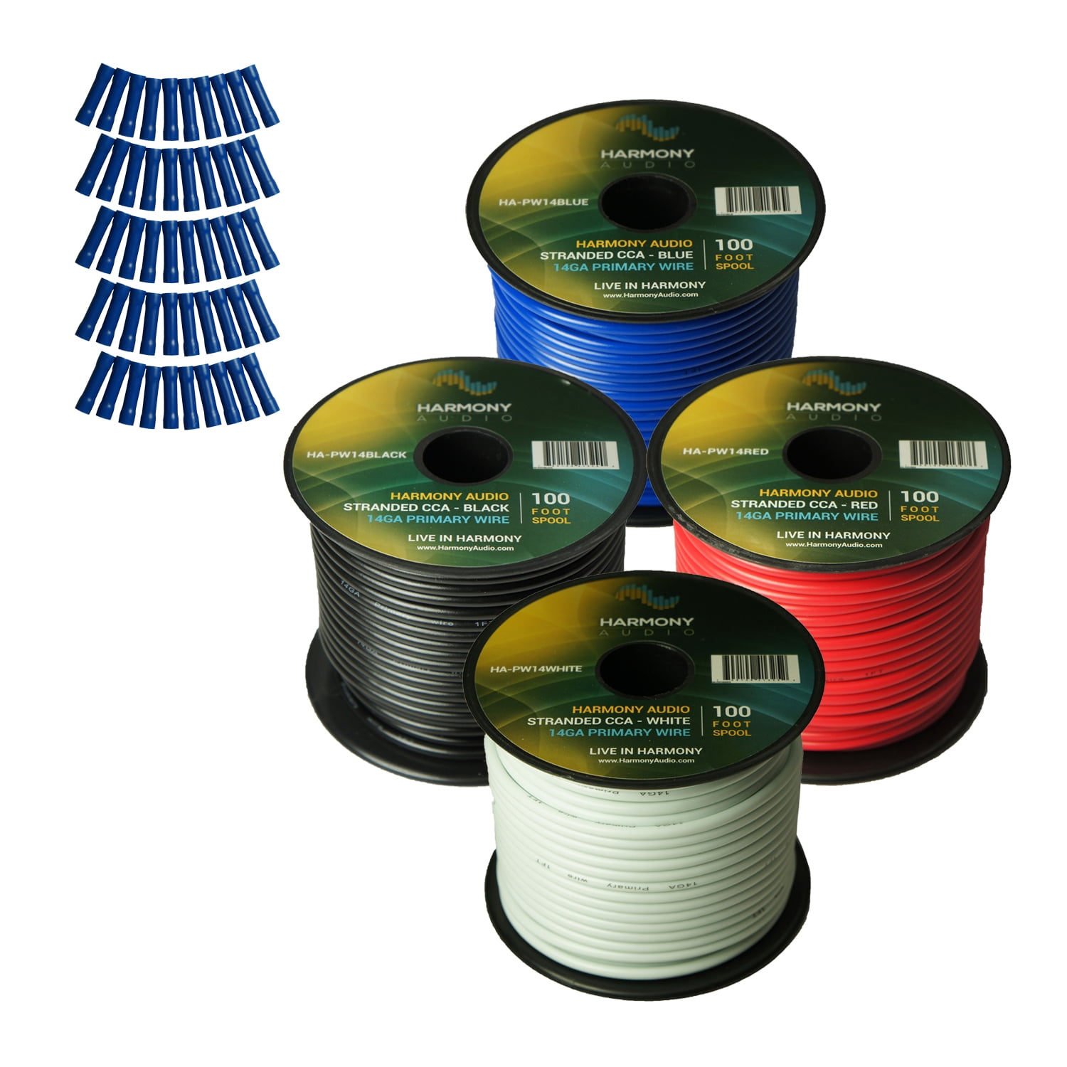 4 Rolls 4 Color Mix for Car Audio//Trailer//Model Train//Remote 400 Feet Harmony Audio Primary Single Conductor 18 Gauge Power or Ground Wire