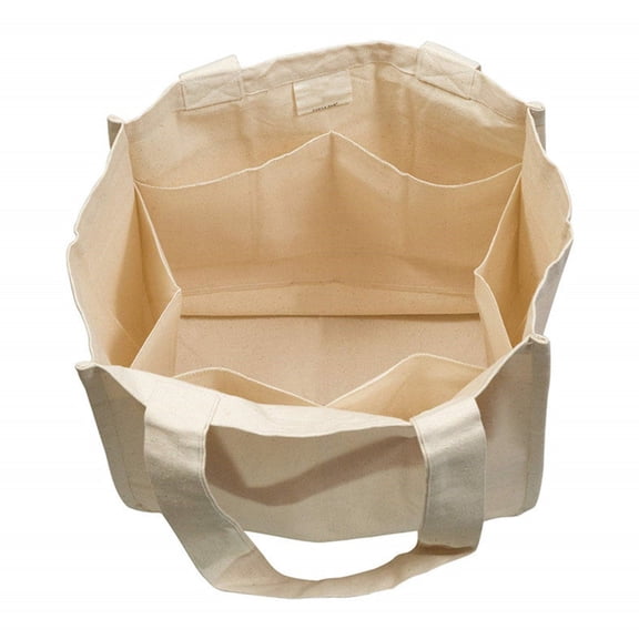 Reusable Organic Cotton Tote Grocery Mesh Bag with 6 Internal Sleeves, Washable Shopping Bag for Fruit & Vegetables