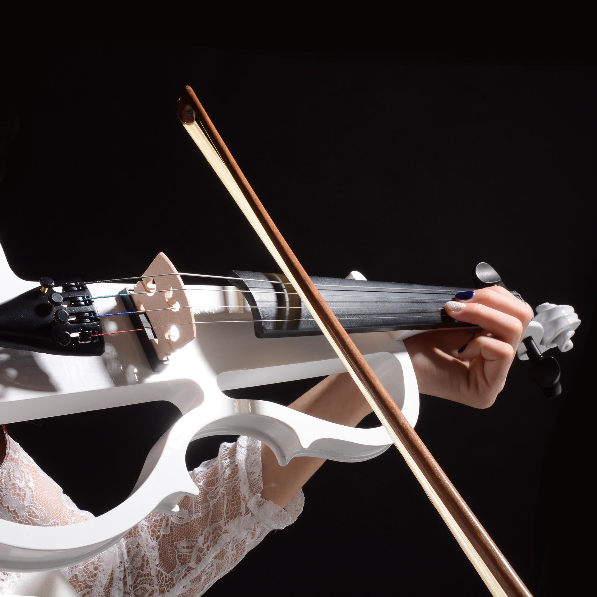 Silent Electric Violin 4/4 Sac de transport avec performance Professional  White