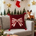 thumbnail image 6 of Red Bow Throw Pillow - Christmas Decorative Cushion, Plush Velvet Pillow with Bow Double-Sided Design for Bedroom Sofa Bed Headboard Removable Cover, 6 of 6