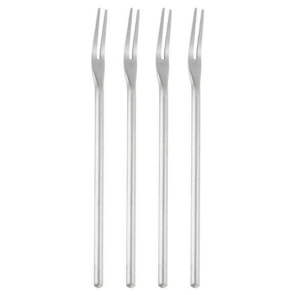 Uxcell 4 Pcs Pickle Fork, 6.3 Inch Olive Fork with Long Handle, Stainless Steel Cocktail Forks, 2-Tine Fork for Dessert Cocktail Fruit and Vegetable Silver