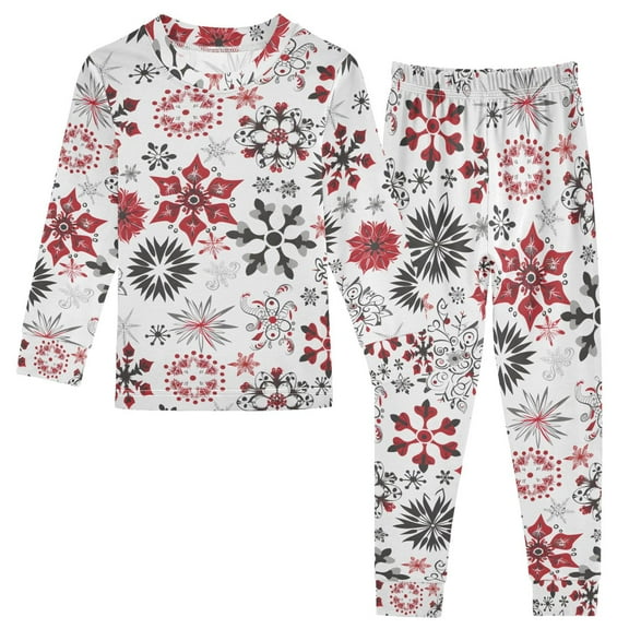 joogoo Christmas Snowflakes 2 Piece Long Sleeve Tee and Pants Cotton Pajama Set 5Y