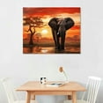 thumbnail image 2 of JRXY  African Elephants Canvas Wall Art Wild Animal Picture Sunset Nature Landscape Painting Wall Decor Scenery Large Artwork for Living Room Office Bedroom Decoration Picture 1, 2 of 4